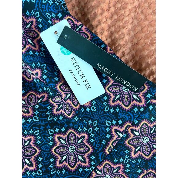 Maggy London | Geometric Print Sleeveless Midi Dress | New With Tags | Size 4 - Picture 3 of 4